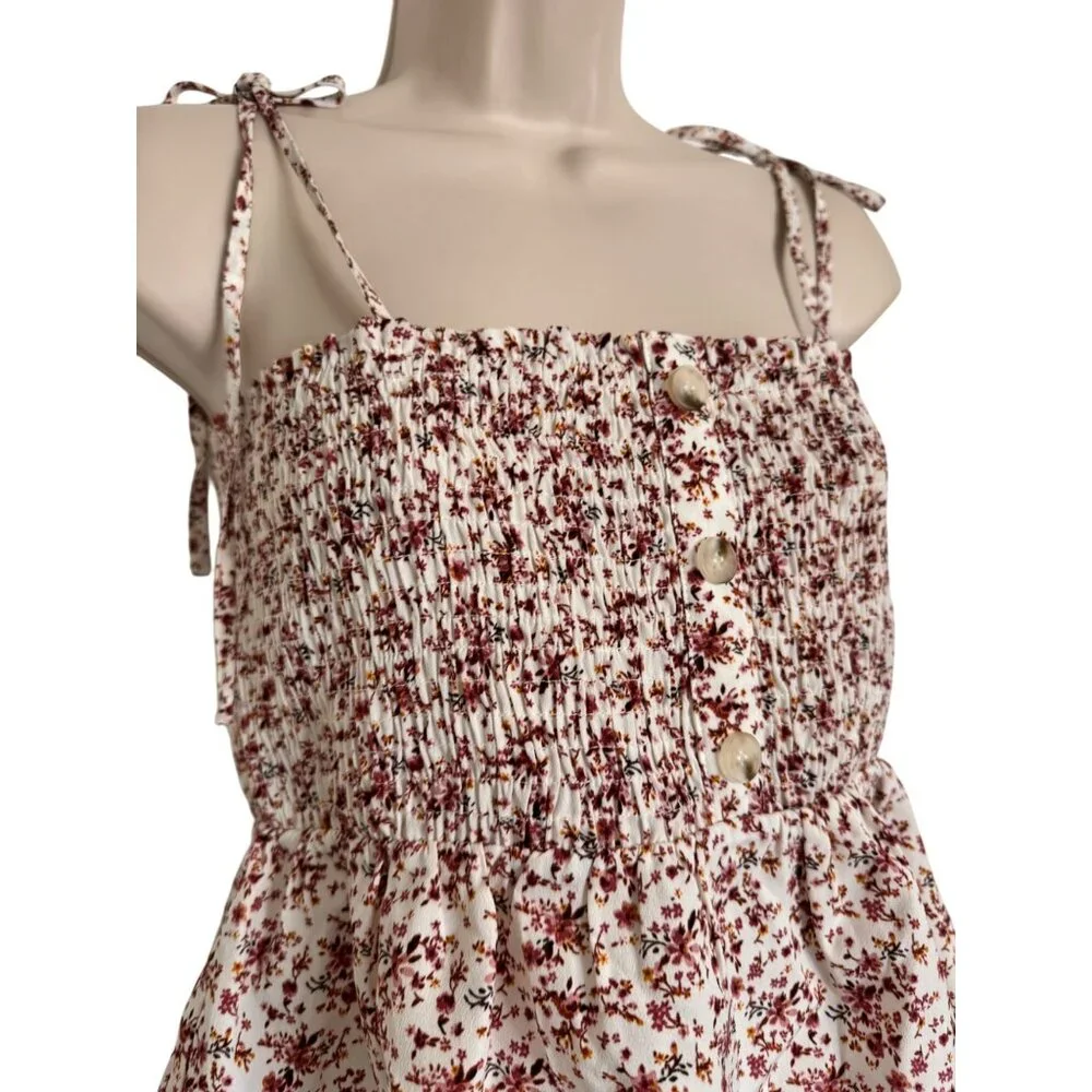 Paper Crane Smocked Sleeveless Top Skirt Size Medium Two Piece Set Print Pink NW